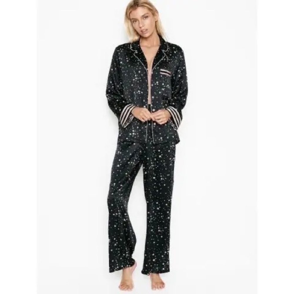 Victoria Secret Satin Long Pajama Set - Stars - XS